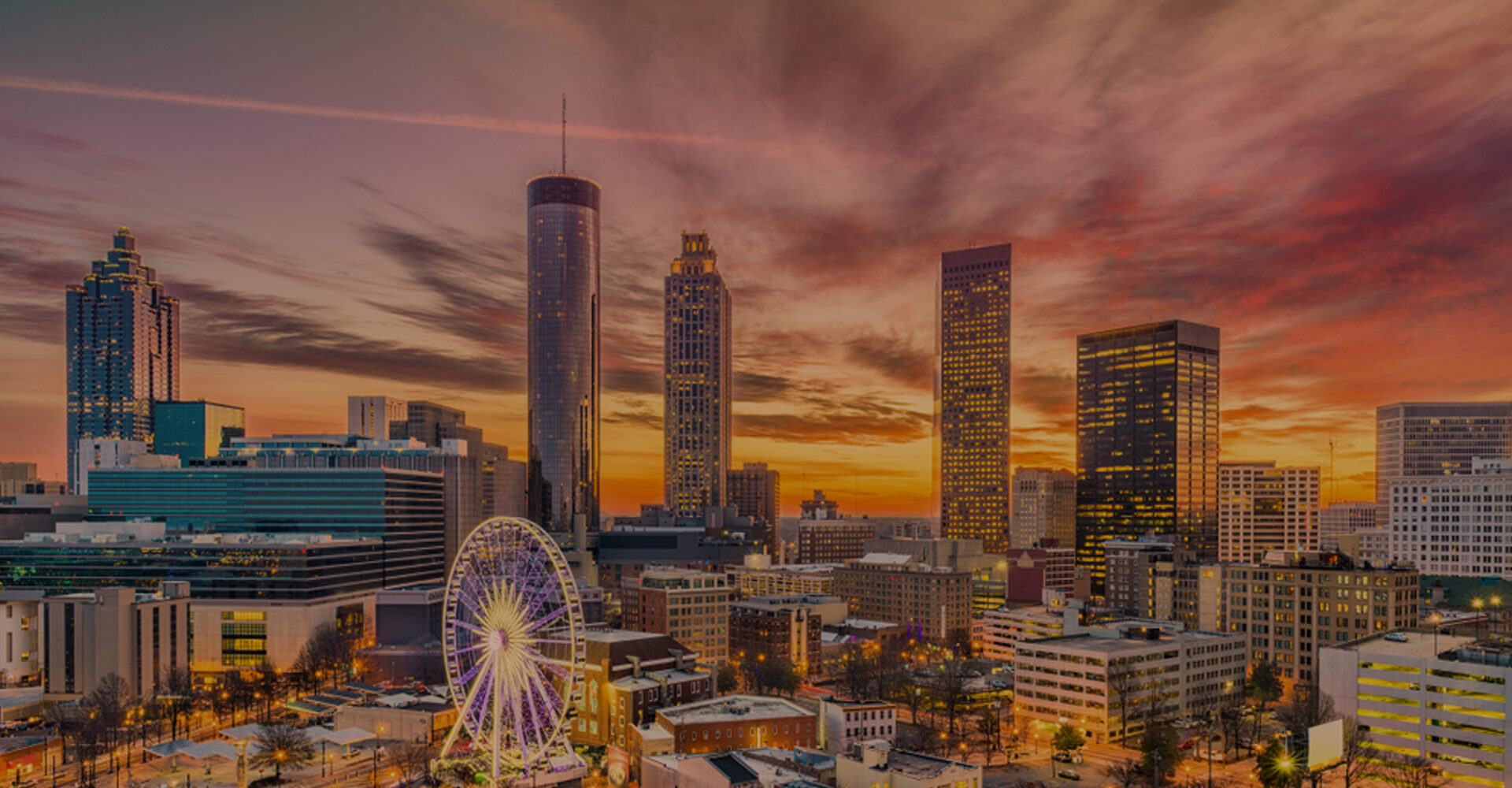 Atlanta skyline in the sunset